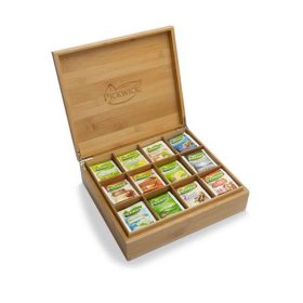 Tee Box Pickwick Holz 12 Fach Bambus Geschenk Kiste 12 Sorten x 10 Stk.