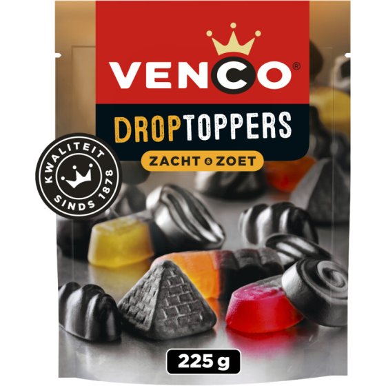 Venco Droptoppers Zacht & Zoet Lakritz-Mix 225g