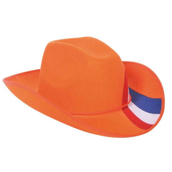 Cowboyhut Orange mit Niederländische Flagge