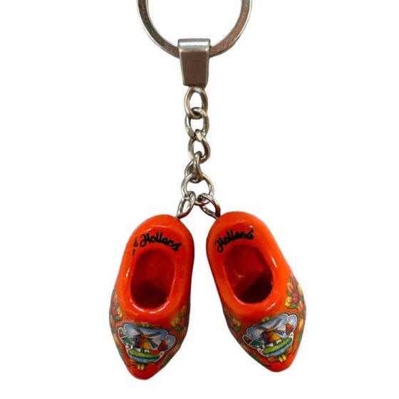 Schlüsselanhänger Clogs - 2 Holzschuhe - Farbe: Orange