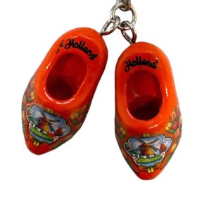 Schlüsselanhänger Clogs - 2 Holzschuhe - Farbe: Orange