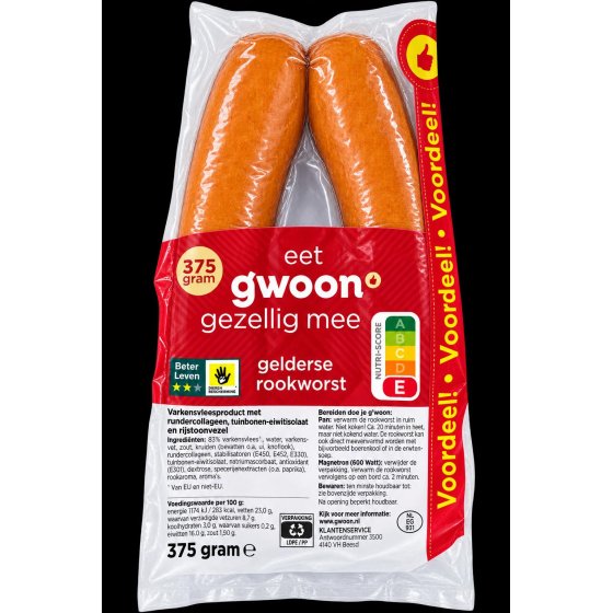Gwoon Rookworst Geräucherte Wurst 375g