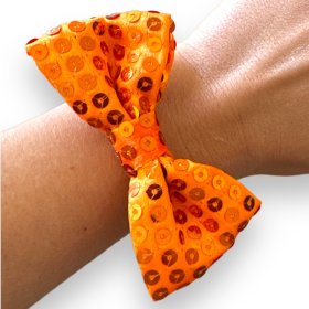 Armband Rood Wit Blauw mit oranger Glitzer-Schleife