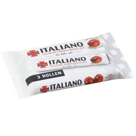 Italiano Salmiak Dropsnoepjes Lakritzbonbons 3 Rollen 99g