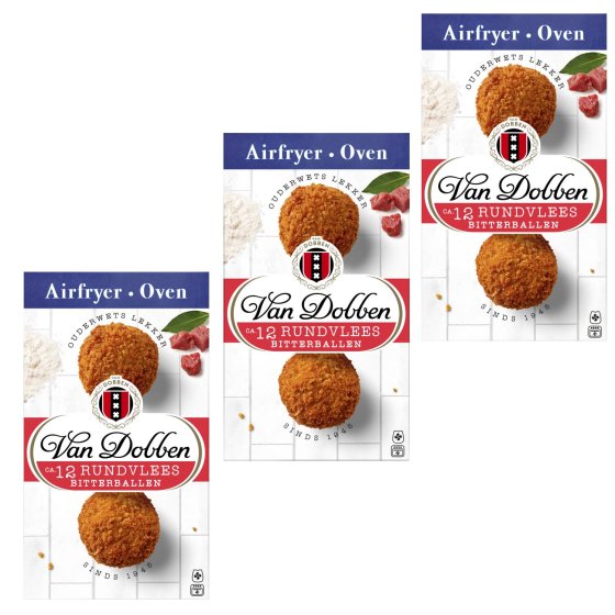 3x Van Dobben Backofen & Airfryer Rindfleisch Bitterballen 12 Stück (mhd 30.06.26)