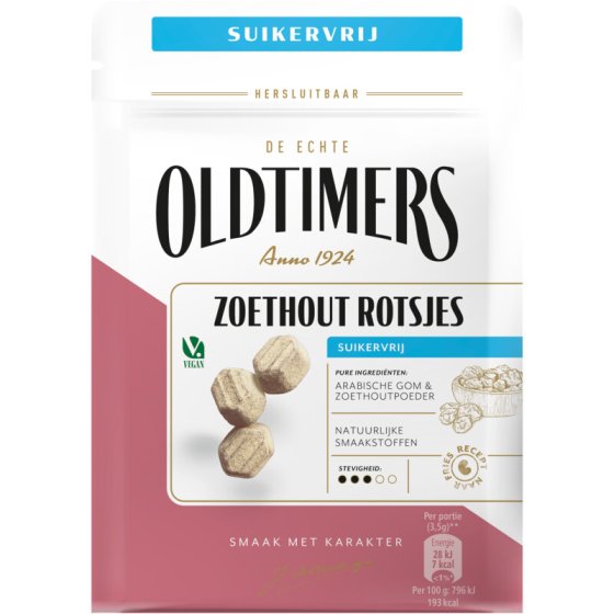Oldtimers Zoethout Rotsjes Zuckerfrei 100g