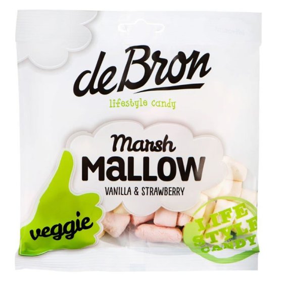 De Bron Marsh Mallows Veggie Vanille/Erdbeere 75g (MHD 28.12.2024)