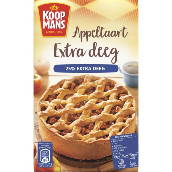 Koopmans Appeltaart mit 25% mehr Teig Holländischer Apfelkuchen Backmischung 550g