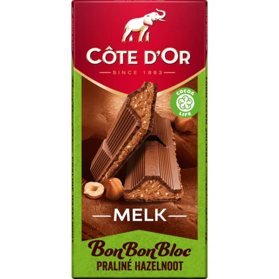 Cote dOr Bon Bon Bloc Milchschokolade Praline Haselnuss 200g
