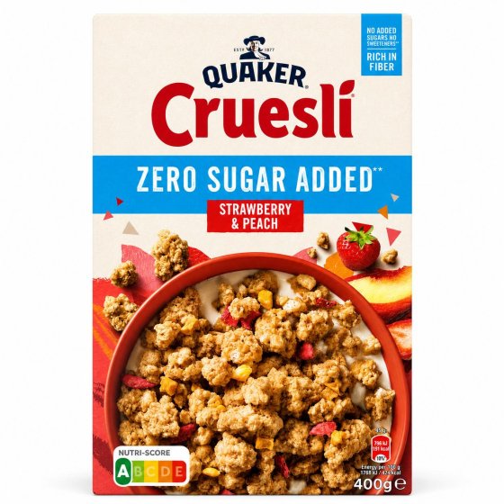 Quaker Cruesli Erdbeer & Pfirsich Zero Sugar 400g