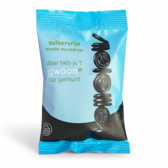 Gwoon Zoete Muntdrop Zuckerfrei 100g